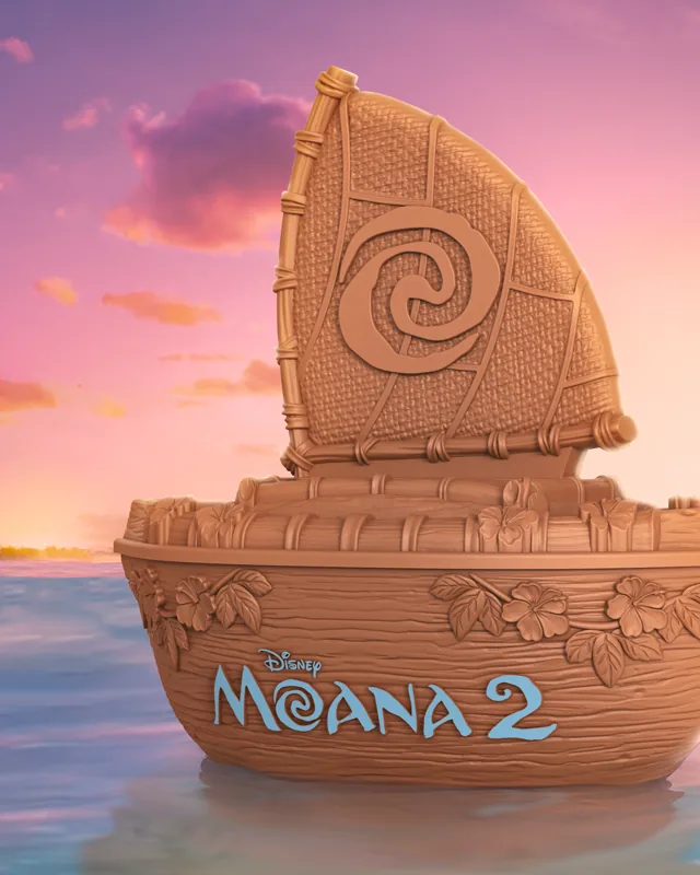 Balde de pipoca em formato do barco de Moana 2