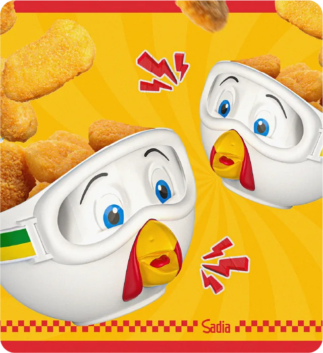 Bowls promocionais amarelos com personagens de galinha